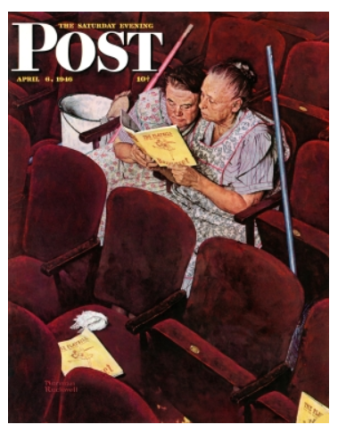 Post cover showing two cleaning ladies in an empty theater